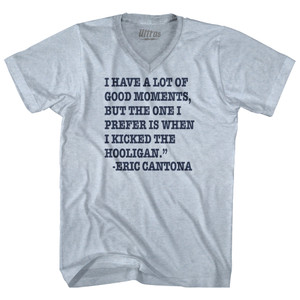 Eric Cantona Adult Tri-Blend V-neck T-shirt - Athletic White