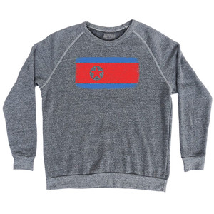 North Korea Country Flag Adult Tri-Blend Sweatshirt - Athletic Grey North Korea Country Flag Adult Tri-Blend Sweatshirt - Athletic Grey