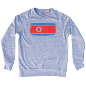 North Korea Country Flag Adult Tri-Blend Sweatshirt - Heather Grey North Korea Country Flag Adult Tri-Blend Sweatshirt - Heather Grey