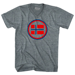 Norway Flag Adult Tri-Blend V-neck T-shirt - Athletic Grey Norway Flag Adult Tri-Blend V-neck T-shirt - Athletic Grey