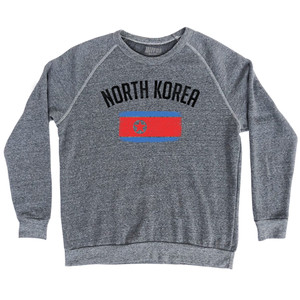 North Korea Country Flag Heritage Adult Tri-Blend Sweatshirt - Athletic Grey North Korea Country Flag Heritage Adult Tri-Blend Sweatshirt - Athletic Grey