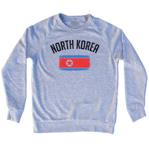 North Korea Country Flag Heritage Adult Tri-Blend Sweatshirt - Heather Grey North Korea Country Flag Heritage Adult Tri-Blend Sweatshirt - Heather Grey