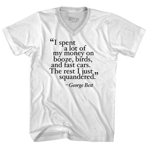 George Best Quote Soccer Adult Tri-Blend V-neck T-shirt - White