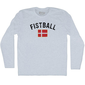 Denmark Fistball Country Flag Adult Tri-Blend Long Sleeve T-shirt - Athletic White Denmark Fistball Country Flag Adult Tri-Blend Long Sleeve T-shirt - Athletic White