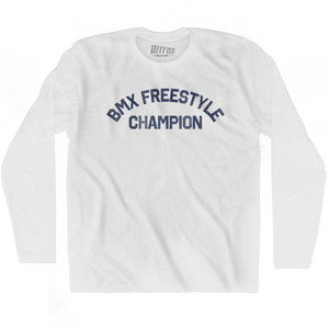BMX Freestyle Champion Adult Cotton Long Sleeve T-shirt - White