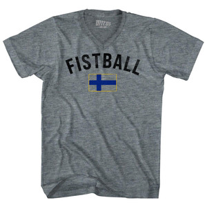 Finland Fistball Country Flag Adult Tri-Blend V-neck T-shirt - Athletic Grey Finland Fistball Country Flag Adult Tri-Blend V-neck T-shirt - Athletic Grey
