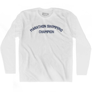 Marathon Swimming Champion Adult Cotton Long Sleeve T-shirt - White Marathon Swimming Champion Adult Cotton Long Sleeve T-shirt - White