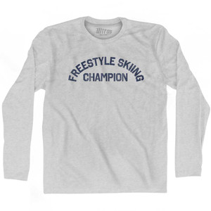 Freestyle Skiing Champion Adult Cotton Long Sleeve T-shirt - Grey Heather Freestyle Skiing Champion Adult Cotton Long Sleeve T-shirt - Grey Heather