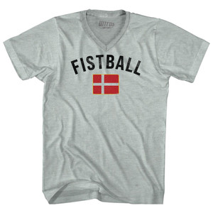Denmark Fistball Country Flag Adult Tri-Blend V-neck T-shirt - Athletic Cool Grey Denmark Fistball Country Flag Adult Tri-Blend V-neck T-shirt - Athletic Cool Grey