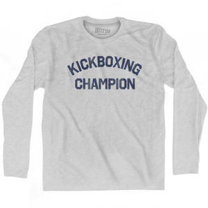 Kickboxing Champion Adult Cotton Long Sleeve T-shirt - Grey Heather Kickboxing Champion Adult Cotton Long Sleeve T-shirt - Grey Heather