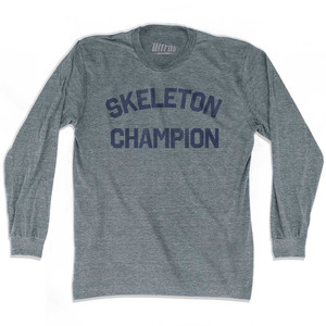 Skeleton Champion Adult Tri-Blend Long Sleeve T-shirt - Athletic Grey