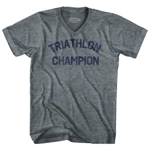 Triathlon Champion Adult Tri-Blend V-neck T-shirt - Athletic Grey Triathlon Champion Adult Tri-Blend V-neck T-shirt - Athletic Grey
