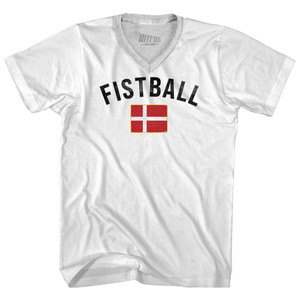 Denmark Fistball Country Flag Adult Tri-Blend V-neck T-shirt - White Denmark Fistball Country Flag Adult Tri-Blend V-neck T-shirt - White
