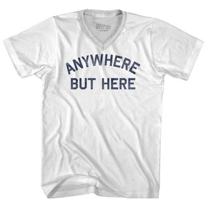 Anywhere But Here Adult Tri-Blend V-neck T-shirt - White