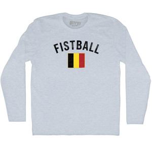 Belgium Fistball Country Flag Adult Tri-Blend Long Sleeve T-shirt - Athletic White Belgium Fistball Country Flag Adult Tri-Blend Long Sleeve T-shirt - Athletic White