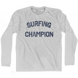 Surfing Champion Adult Cotton Long Sleeve T-shirt - Grey Heather