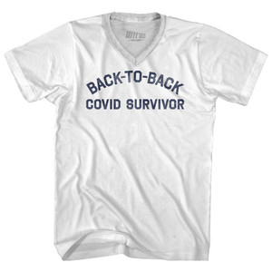 Back To Back Covid Survivor Adult Tri-Blend V-neck T-shirt - White Back To Back Covid Survivor Adult Tri-Blend V-neck T-shirt - White
