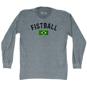 Brazil Fistball Country Flag Adult Tri-Blend Long Sleeve T-shirt - Athletic Grey Brazil Fistball Country Flag Adult Tri-Blend Long Sleeve T-shirt - Athletic Grey