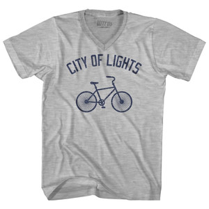 City Of Lights Bike City Adult Cotton V-neck T-shirt - Heather Grey