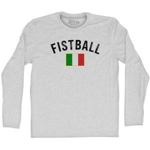 Italy Fistball Country Flag Adult Cotton Long Sleeve T-shirt - Grey Heather Italy Fistball Country Flag Adult Cotton Long Sleeve T-shirt - Grey Heather