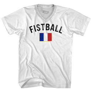 France Fistball Country Flag Adult Tri-Blend V-neck T-shirt - White France Fistball Country Flag Adult Tri-Blend V-neck T-shirt - White