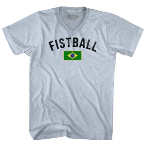 Brazil Fistball Country Flag Adult Tri-Blend V-neck T-shirt - Athletic White Brazil Fistball Country Flag Adult Tri-Blend V-neck T-shirt - Athletic White