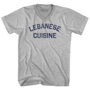 Lebanese Cuisine Adult Cotton V-neck T-shirt - Heather Grey