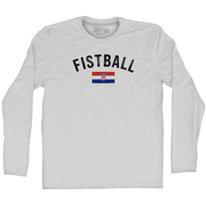 Croatia Fistball Country Flag Adult Cotton Long Sleeve T-shirt - Grey Heather Croatia Fistball Country Flag Adult Cotton Long Sleeve T-shirt - Grey Heather