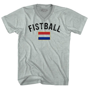 Netherlands Fistball Country Flag Adult Tri-Blend V-neck T-shirt - Athletic Cool Grey Netherlands Fistball Country Flag Adult Tri-Blend V-neck T-shirt - Athletic Cool Grey