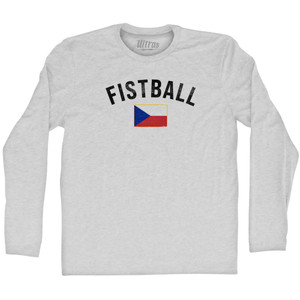 Czech Republic Fistball Country Flag Adult Cotton Long Sleeve T-shirt - Grey Heather Czech Republic Fistball Country Flag Adult Cotton Long Sleeve T-shirt - Grey Heather