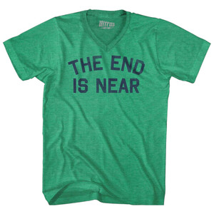 The End Is Near Adult Tri-Blend V-neck T-shirt - Athletic Green