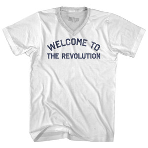 Welcome To The Revolution Adult Tri-Blend V-neck T-shirt - White