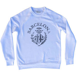 Barcelona Vintage Soccer City Crest Adult Tri-Blend Sweatshirt - White Barcelona Vintage Soccer City Crest Adult Tri-Blend Sweatshirt - White