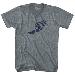 Running Winged Foot Adult Tri-Blend V-neck T-shirt - Athletic Grey Running Winged Foot Adult Tri-Blend V-neck T-shirt - Athletic Grey