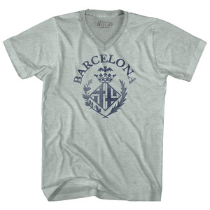 Barcelona Vintage Soccer City Crest Adult Tri-Blend V-neck T-shirt - Athletic Cool Grey Barcelona Vintage Soccer City Crest Adult Tri-Blend V-neck T-shirt - Athletic Cool Grey