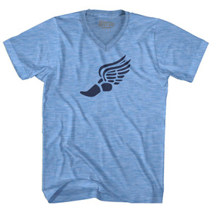 Running Winged Foot Adult Tri-Blend V-neck T-shirt - Athletic Blue Running Winged Foot Adult Tri-Blend V-neck T-shirt - Athletic Blue