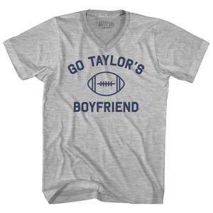 Go Taylor's Boyfriend Adult Cotton V-neck T-shirt - Grey Heather Go Taylor's Boyfriend Adult Cotton V-neck T-shirt - Grey Heather