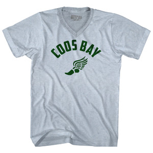 Prefontaine Coos Bay Running Wings Adult Tri-Blend V-neck T-shirt - Athletic White Prefontaine Coos Bay Running Wings Adult Tri-Blend V-neck T-shirt - Athletic White