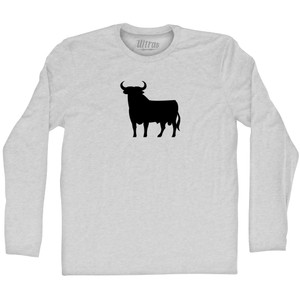 Spain Black Bull Adult Cotton Long Sleeve T-shirt - Grey Heather