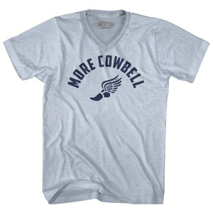 More Cowbell Running Track Foot Wings Adult Tri-Blend V-neck T-shirt - Athletic White More Cowbell Running Track Foot Wings Adult Tri-Blend V-neck T-shirt - Athletic White