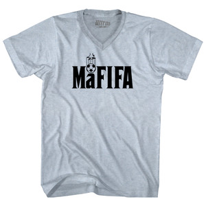 Mafifa Fifa Mafia Corruption Adult Tri-Blend V-neck T-shirt - Athletic White Mafifa Fifa Mafia Corruption Adult Tri-Blend V-neck T-shirt - Athletic White
