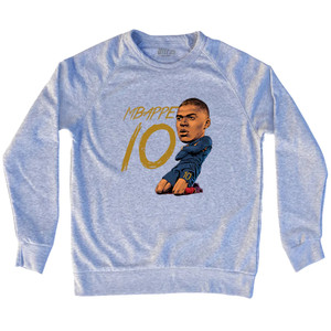 Mbappe France 10 Big Head Adult Tri-Blend Sweatshirt - Grey Heather Mbappe France 10 Big Head Adult Tri-Blend Sweatshirt - Grey Heather