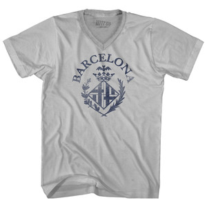 Barcelona Vintage Soccer City Crest Adult Tri-Blend V-neck T-shirt - Cool Grey Barcelona Vintage Soccer City Crest Adult Tri-Blend V-neck T-shirt - Cool Grey