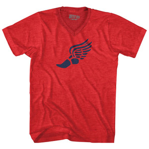 Running Winged Foot Adult Tri-Blend V-neck T-shirt - Athletic Red Running Winged Foot Adult Tri-Blend V-neck T-shirt - Athletic Red