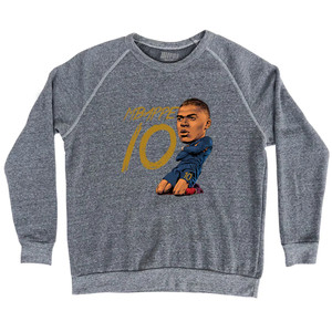 Mbappe France 10 Big Head Adult Tri-Blend Sweatshirt - Athletic Grey Mbappe France 10 Big Head Adult Tri-Blend Sweatshirt - Athletic Grey
