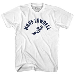 More Cowbell Running Track Foot Wings Adult Cotton T-shirt - White More Cowbell Running Track Foot Wings Adult Cotton T-shirt - White