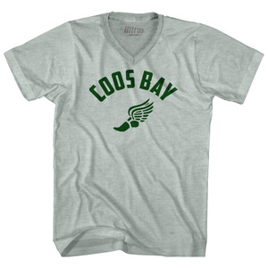 Prefontaine Coos Bay Running Wings Adult Tri-Blend V-neck T-shirt - Athletic Cool Grey Prefontaine Coos Bay Running Wings Adult Tri-Blend V-neck T-shirt - Athletic Cool Grey