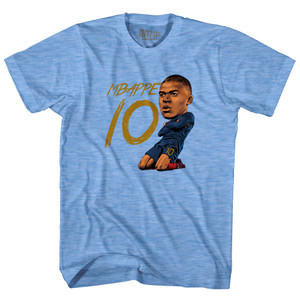 Mbappe France 10 Big Head Adult Tri-Blend T-shirt - Athletic Blue Mbappe France 10 Big Head Adult Tri-Blend T-shirt - Athletic Blue