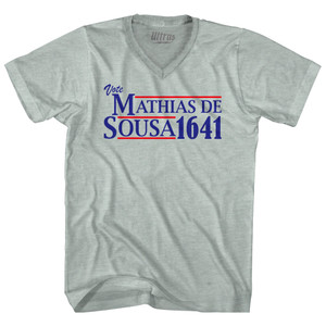 Vote Mathias de Sousa 1641 Adult Tri-Blend V-neck T-shirt - Athletic Cool Grey Vote Mathias de Sousa 1641 Adult Tri-Blend V-neck T-shirt - Athletic Cool Grey