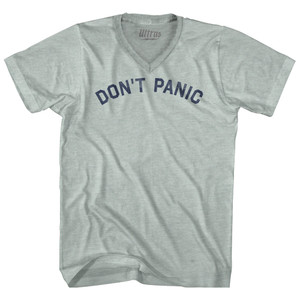 Don't Panic Adult Tri-Blend V-neck T-shirt - Athletic Cool Grey Don't Panic Adult Tri-Blend V-neck T-shirt - Athletic Cool Grey